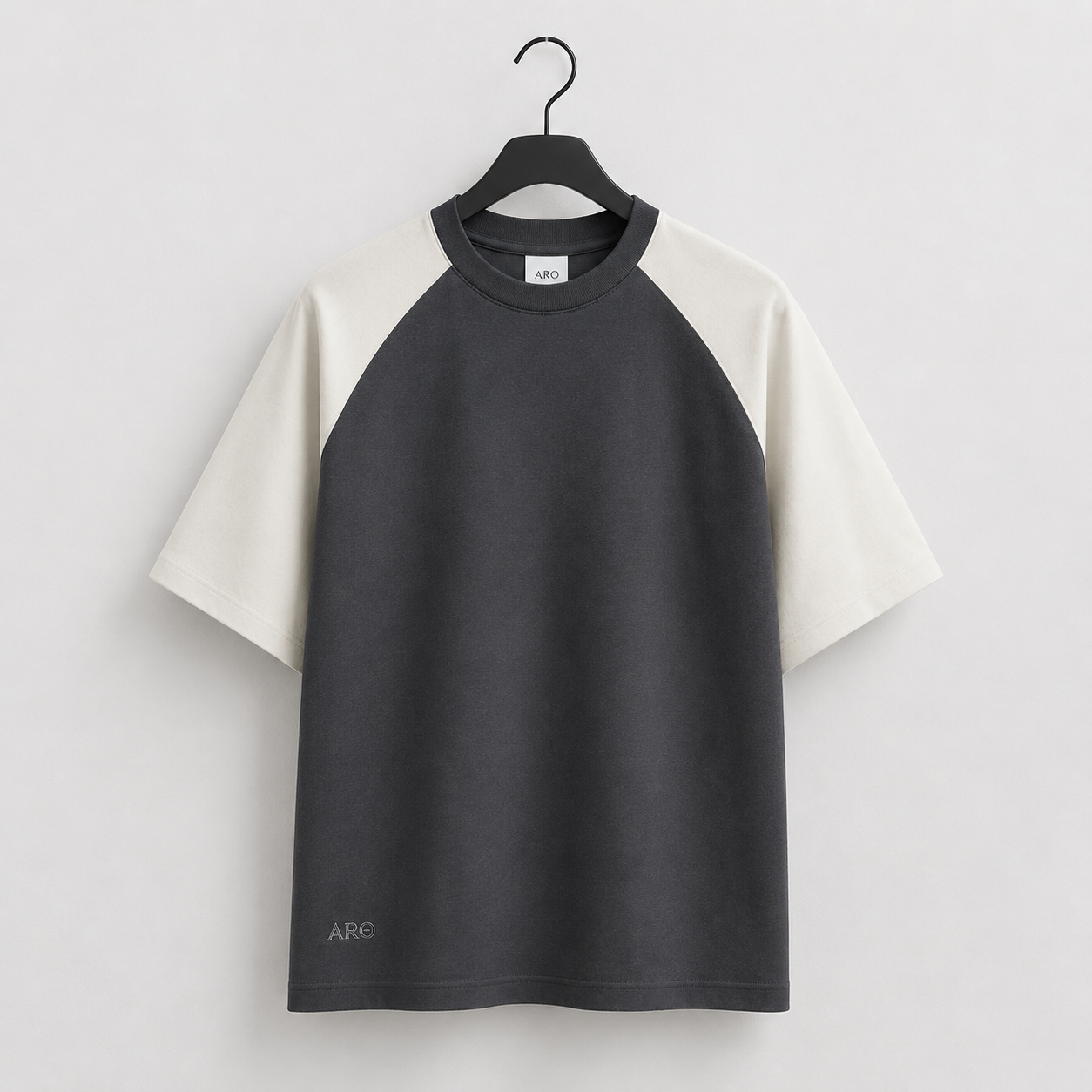 ARO Dual Tone Raglan Oversized T-Shirt – Charcoal & Off White
