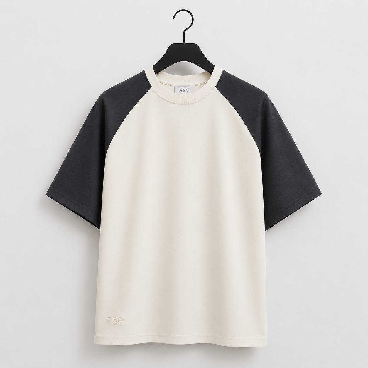 ARO Contrast Raglan Oversized T-Shirt – Off White & Charcoal
